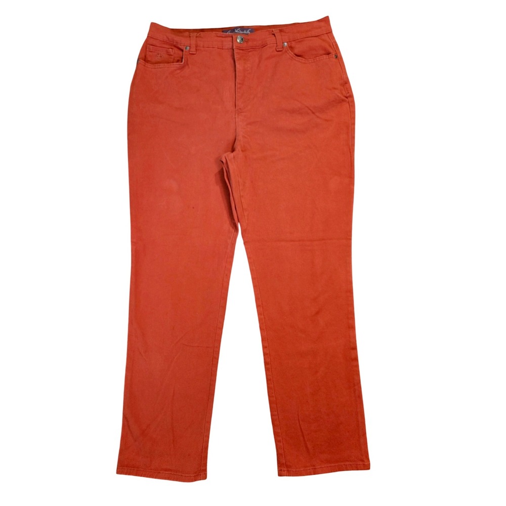 Gloria Vanderbilt Amanda High Rise Tapered Jeans Rust Orange Womens 16 NWOT